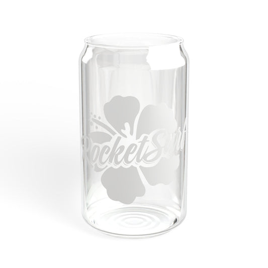 Hibiscus Sipper Glass 16oz – Eco Bamboo Lid & Straw