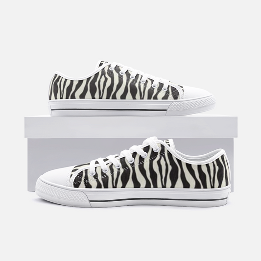 Unisex Low Top Canvas Shoes - Zebra