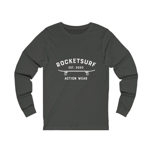 Unisex Jersey Long Sleeve Tee - RocketSurf Skate Club White Lettering