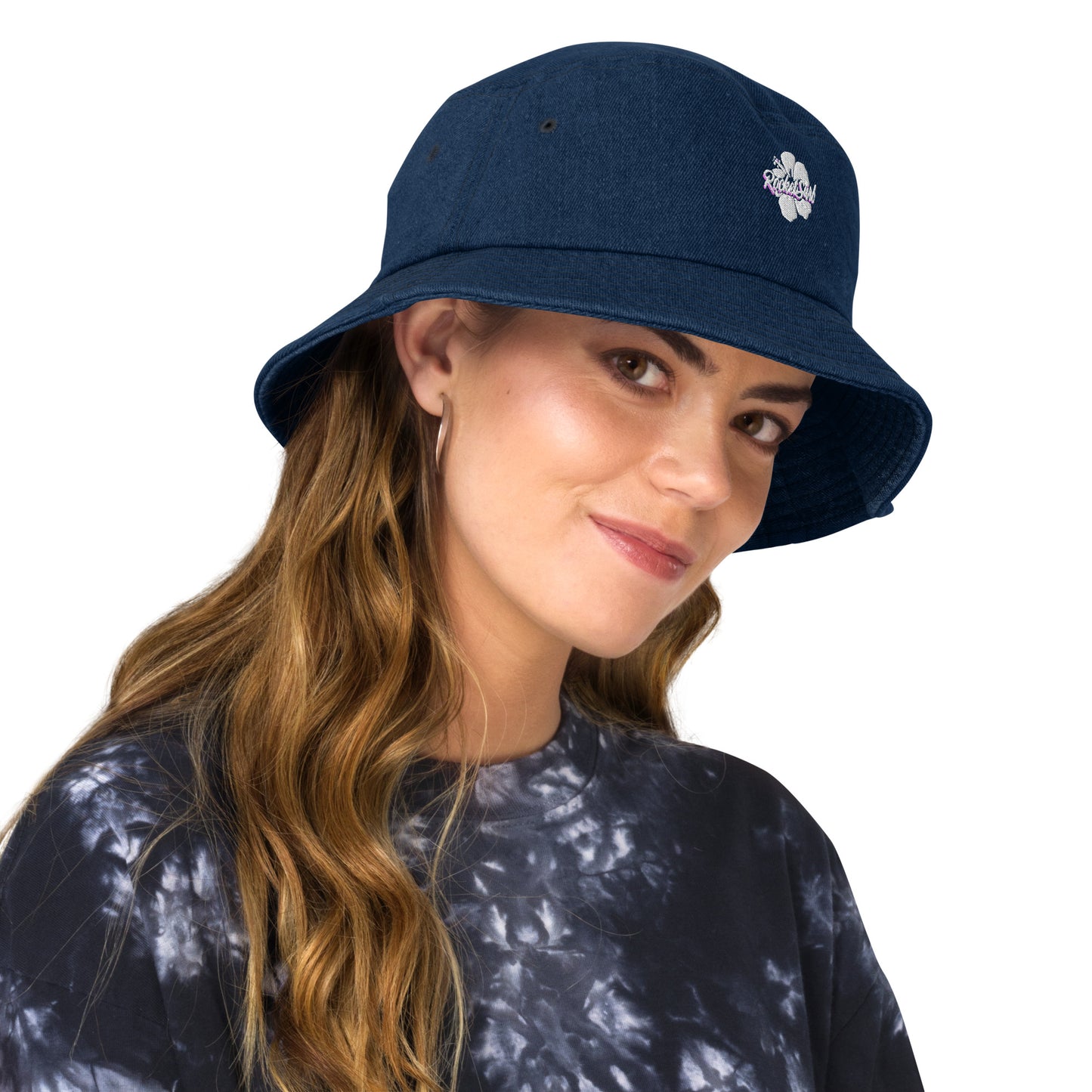 Denim bucket hat - Flower logo