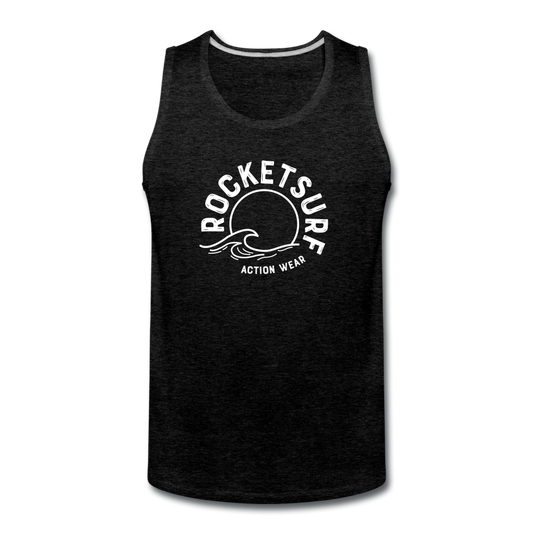 Men’s Premium Tank - Wave Logo - charcoal gray