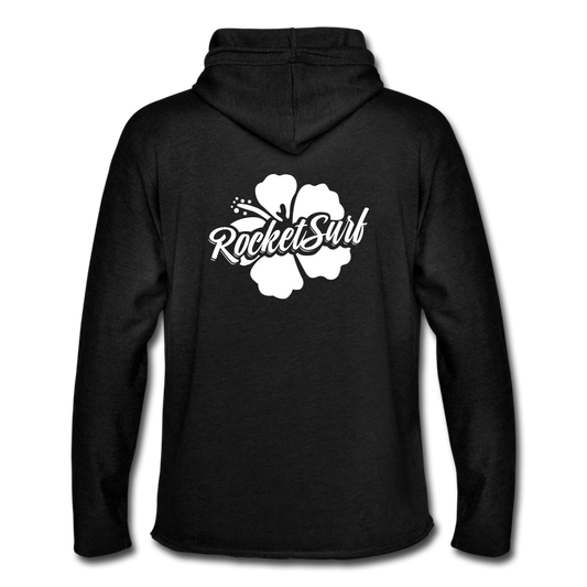 Unisex Lightweight Terry Hoodie - White Flower - charcoal gray