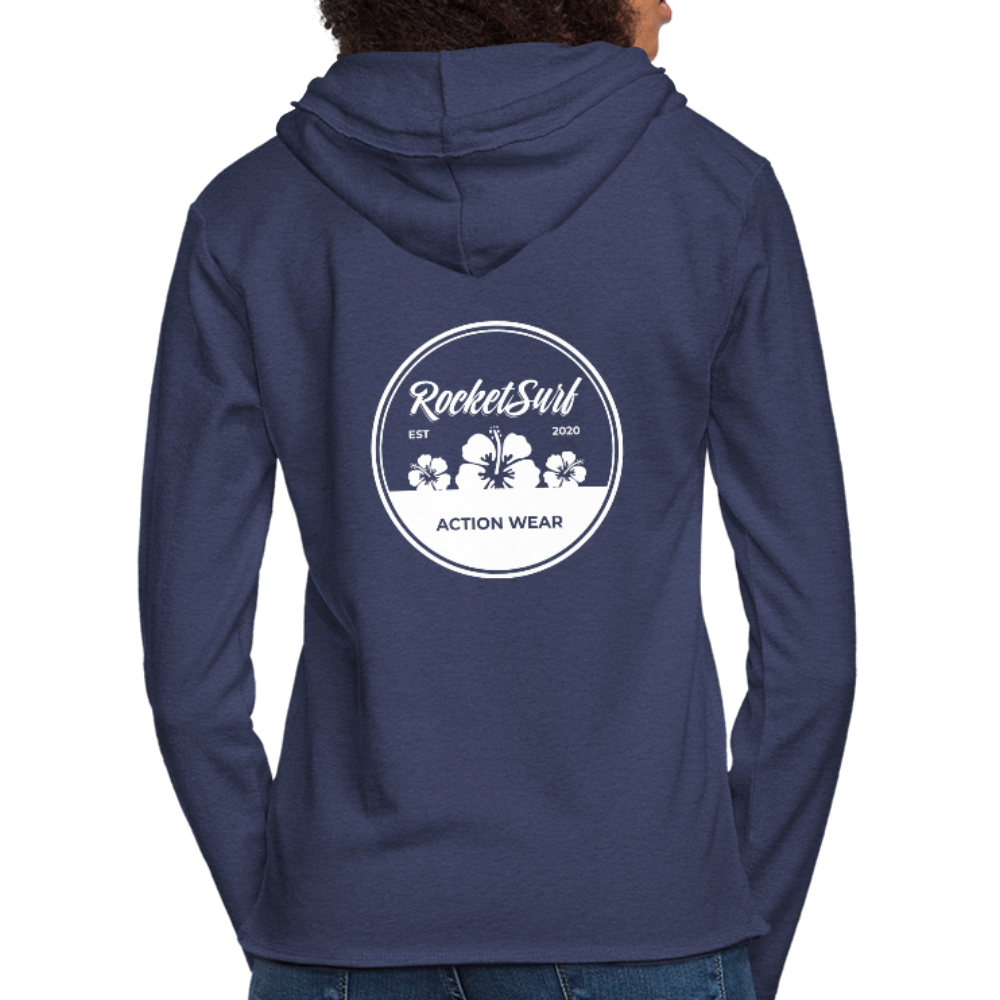 Unisex Lightweight Terry Hoodie - Round Flowers - heather navy