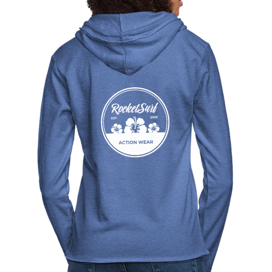 Unisex Lightweight Terry Hoodie - Round Flowers - heather Blue