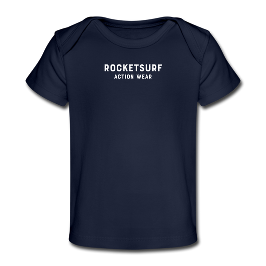 Organic Baby T-Shirt - RocketSurf Logo - dark navy