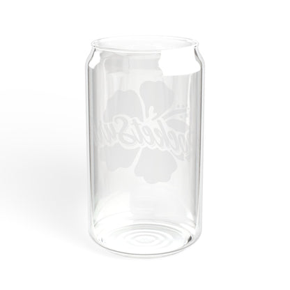 Hibiscus Sipper Glass 16oz – Eco Bamboo Lid & Straw