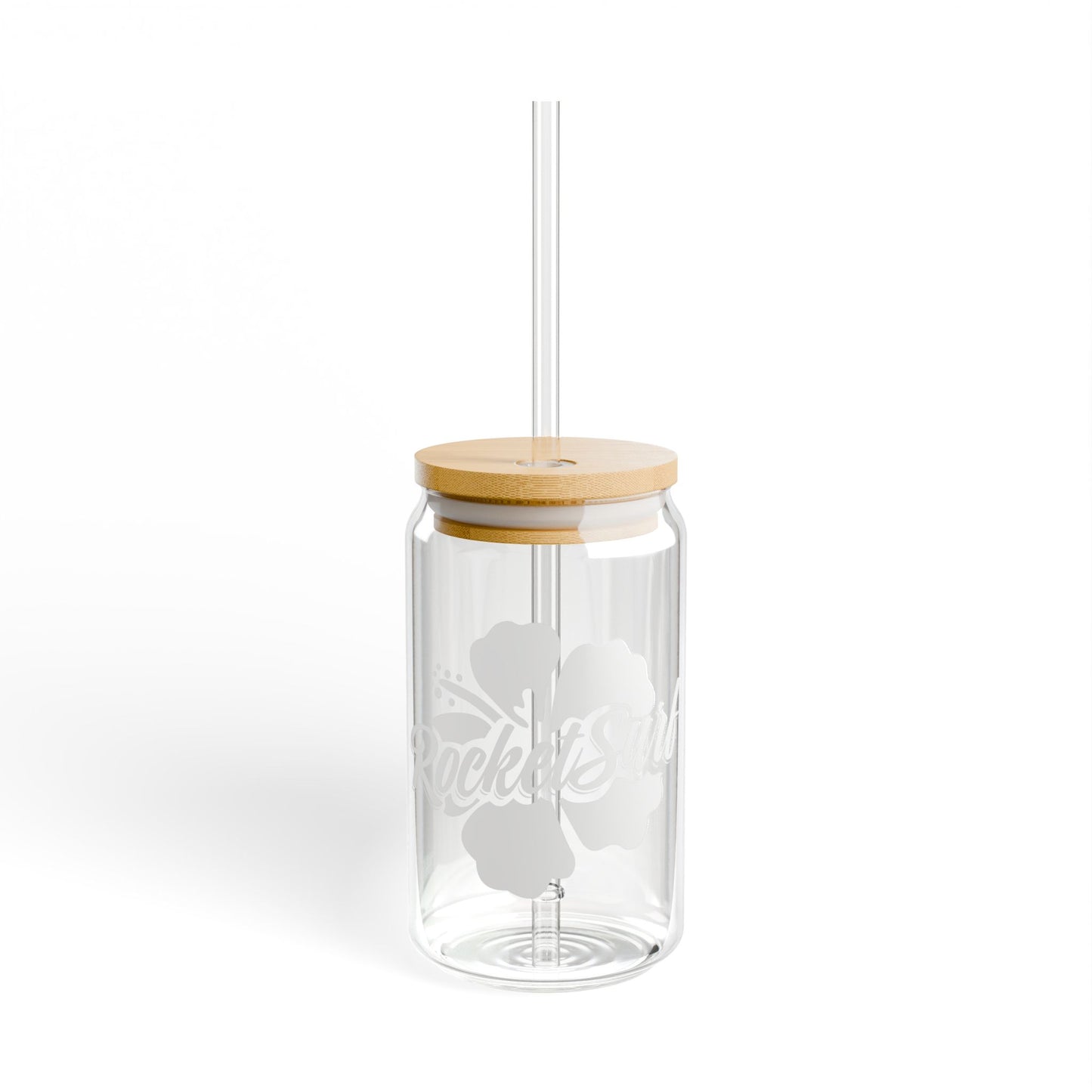 Hibiscus Sipper Glass 16oz – Eco Bamboo Lid & Straw