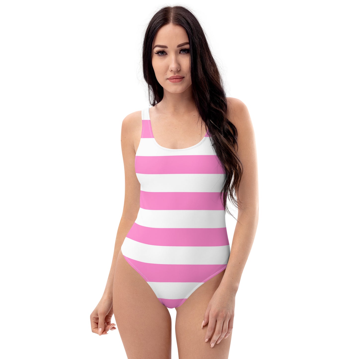 Pink Striped One-Piece Swimsuit