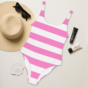 Pink Striped One-Piece Swimsuit