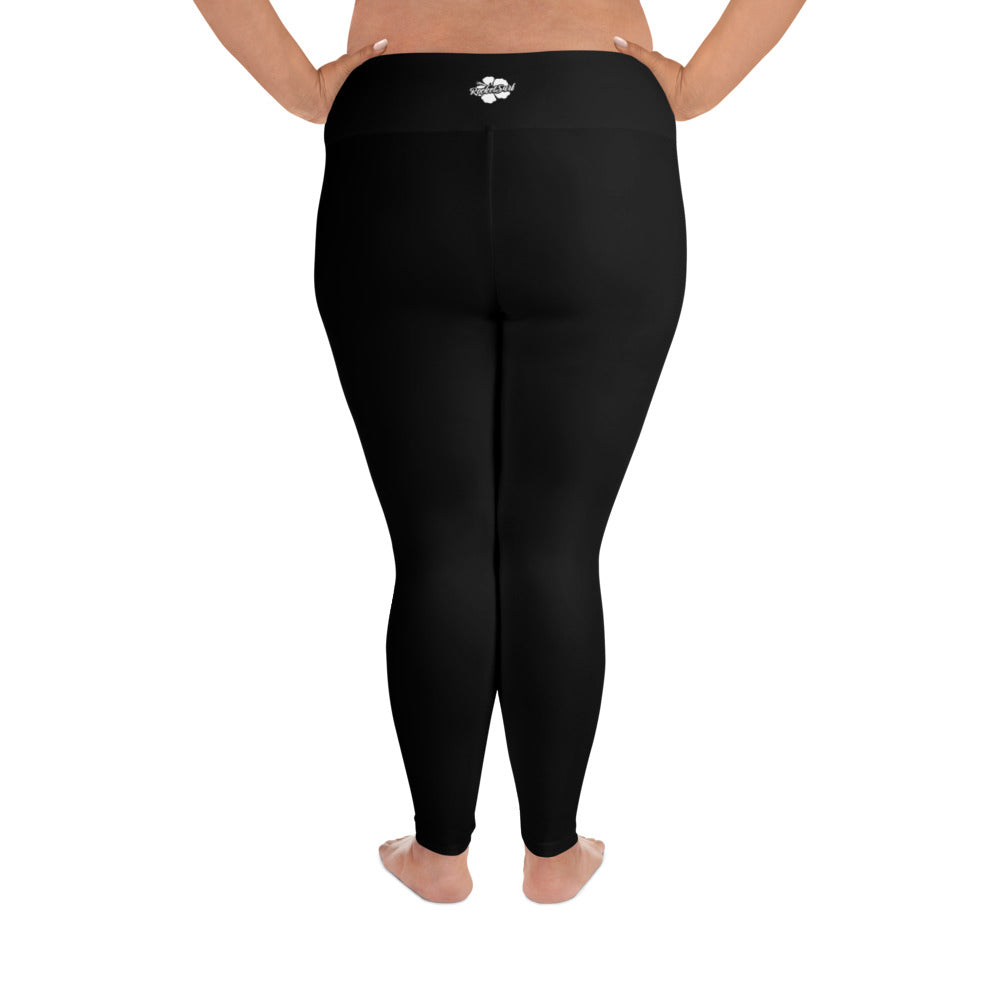 Ebony Plus Size Leggings - White Flower