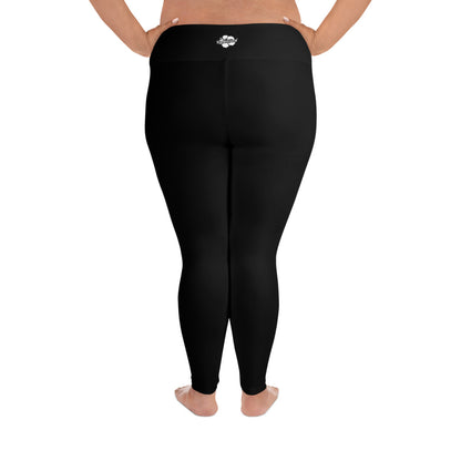 Ebony Plus Size Leggings - White Flower