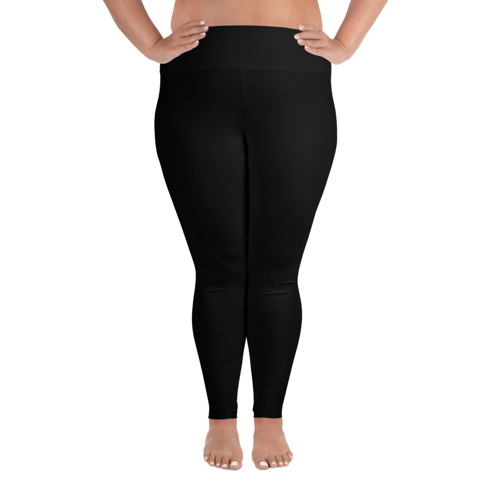 Ebony Plus Size Leggings - White Flower