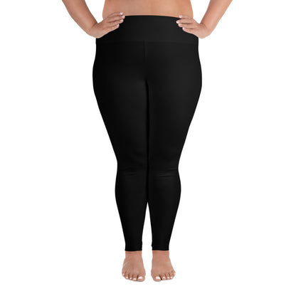 Ebony Plus Size Leggings - White Flower