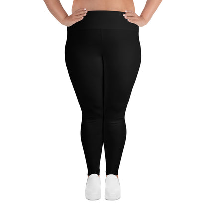 Ebony Plus Size Leggings - White Flower