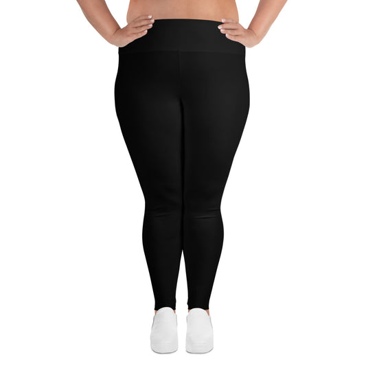 Ebony Plus Size Leggings - White Flower