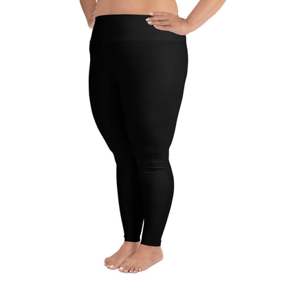 Ebony Plus Size Leggings - White Flower
