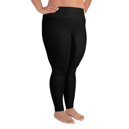 Ebony Plus Size Leggings - White Flower