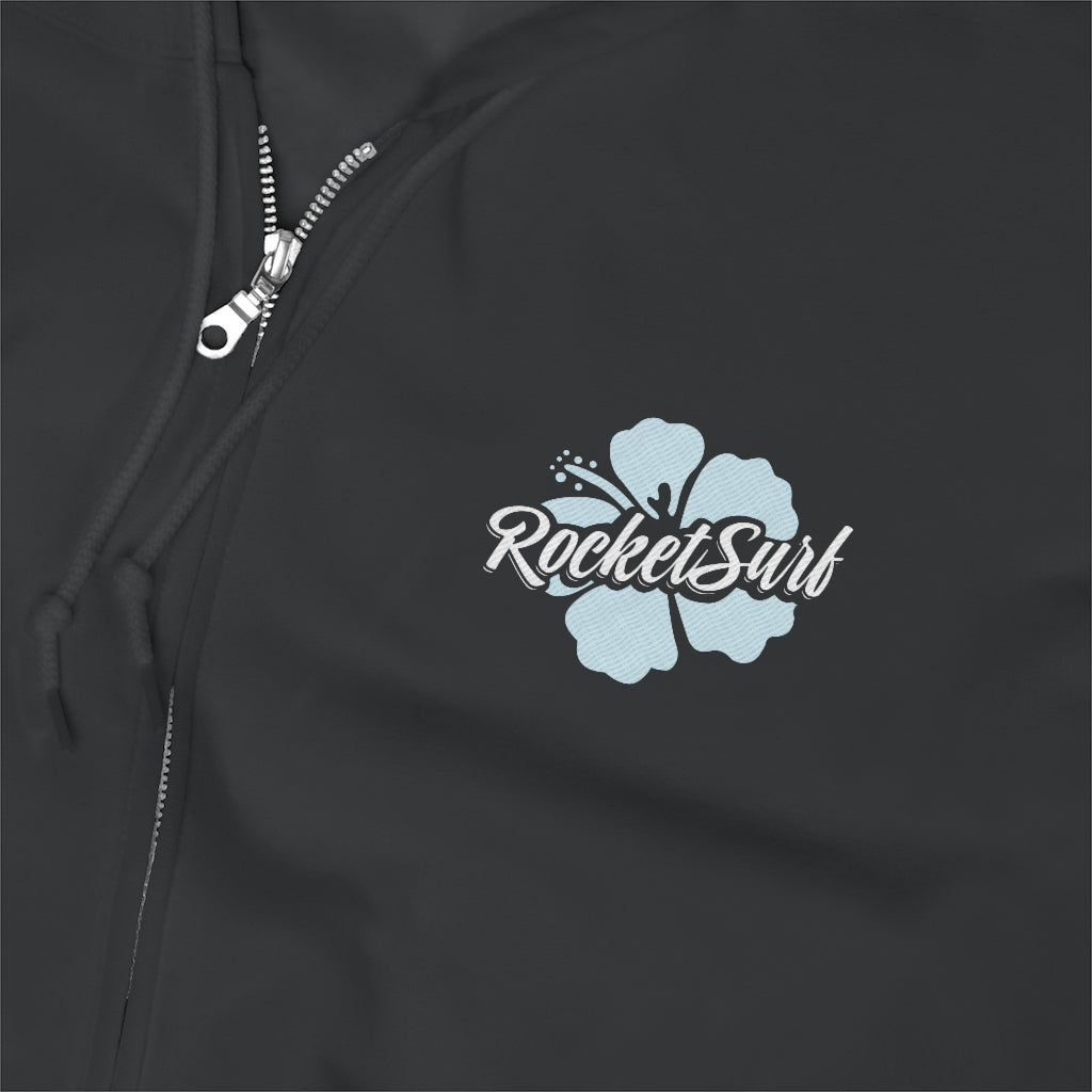 Unisex Zip Up Hoodie Blue Flower