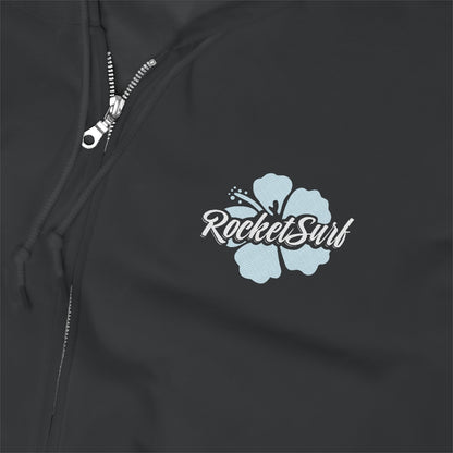 Unisex Zip Up Hoodie Blue Flower