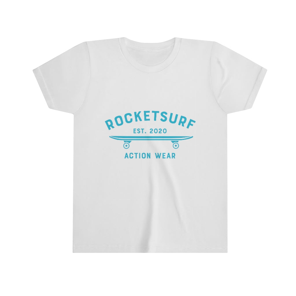 Youth Short Sleeve Tee - RocketSurf Skate Club Light Blue Lettering
