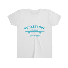 Load image into Gallery viewer, Youth Short Sleeve Tee - RocketSurf Skate Club Light Blue Lettering