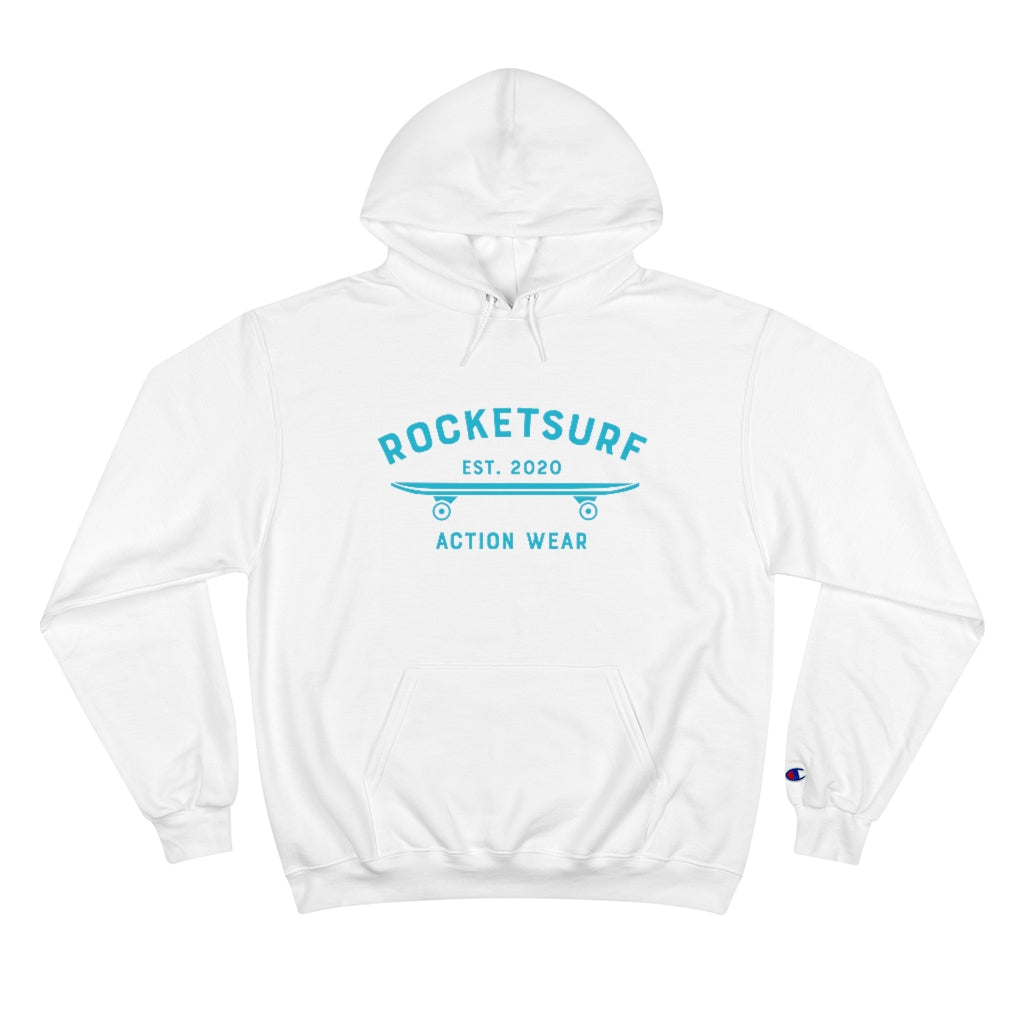 Champion Hoodie - RocketSurf Skate Club Light Blue Lettering