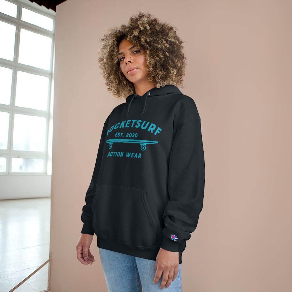Champion Hoodie - RocketSurf Skate Club Light Blue Lettering