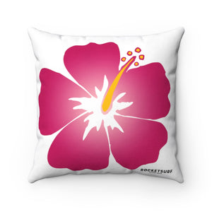 Spun Polyester Square Pillow Red Flower