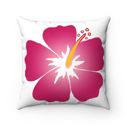 Spun Polyester Square Pillow Red Flower