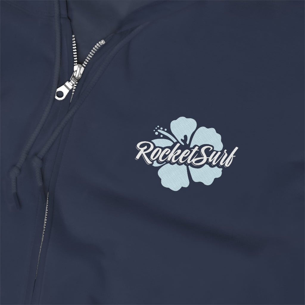 Unisex Zip Up Hoodie Blue Flower