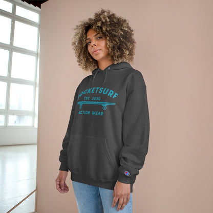 Champion Hoodie - RocketSurf Skate Club Light Blue Lettering