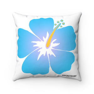 Spun Polyester Square Pillow Blue Flower