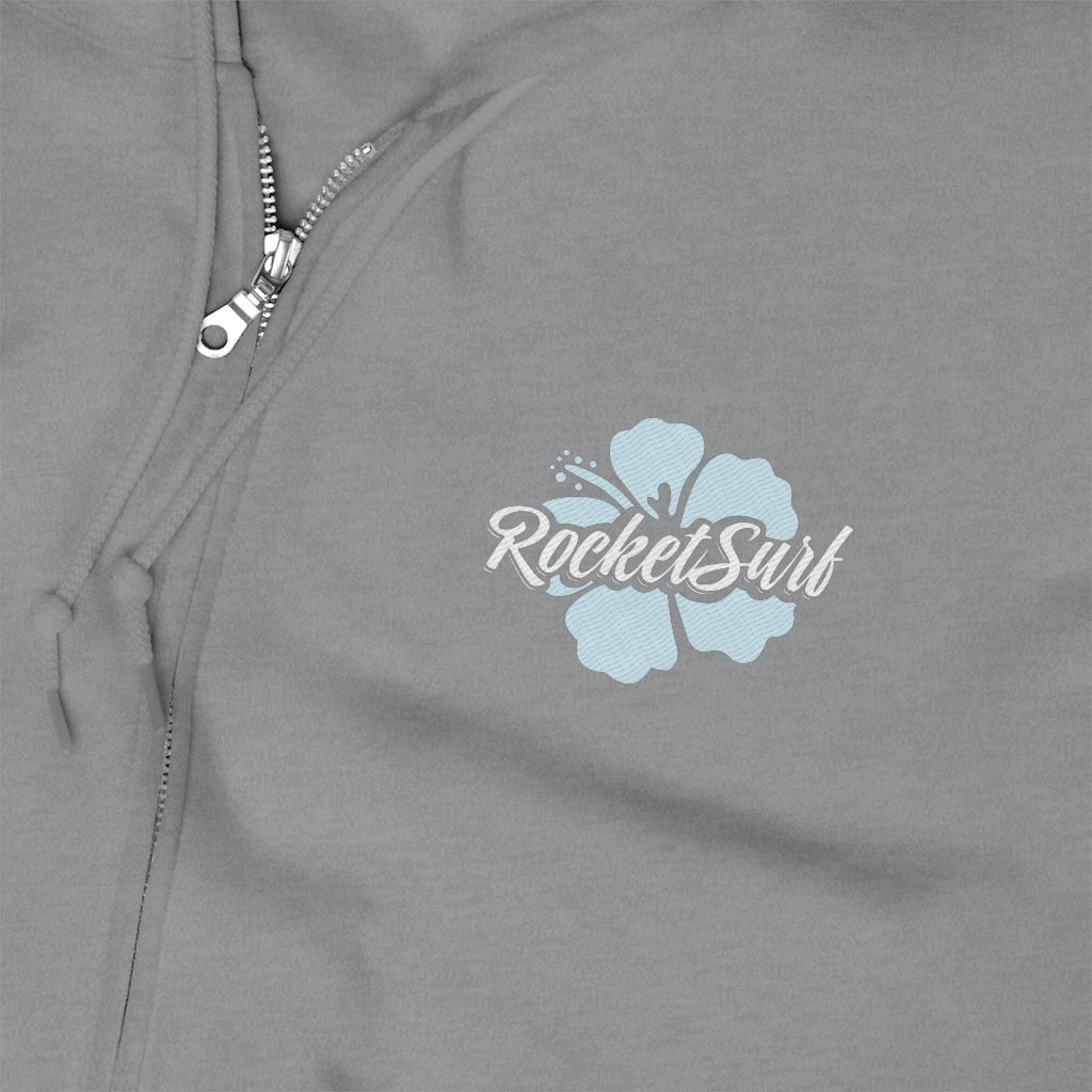 Unisex Zip Up Hoodie Blue Flower