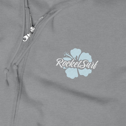 Unisex Zip Up Hoodie Blue Flower