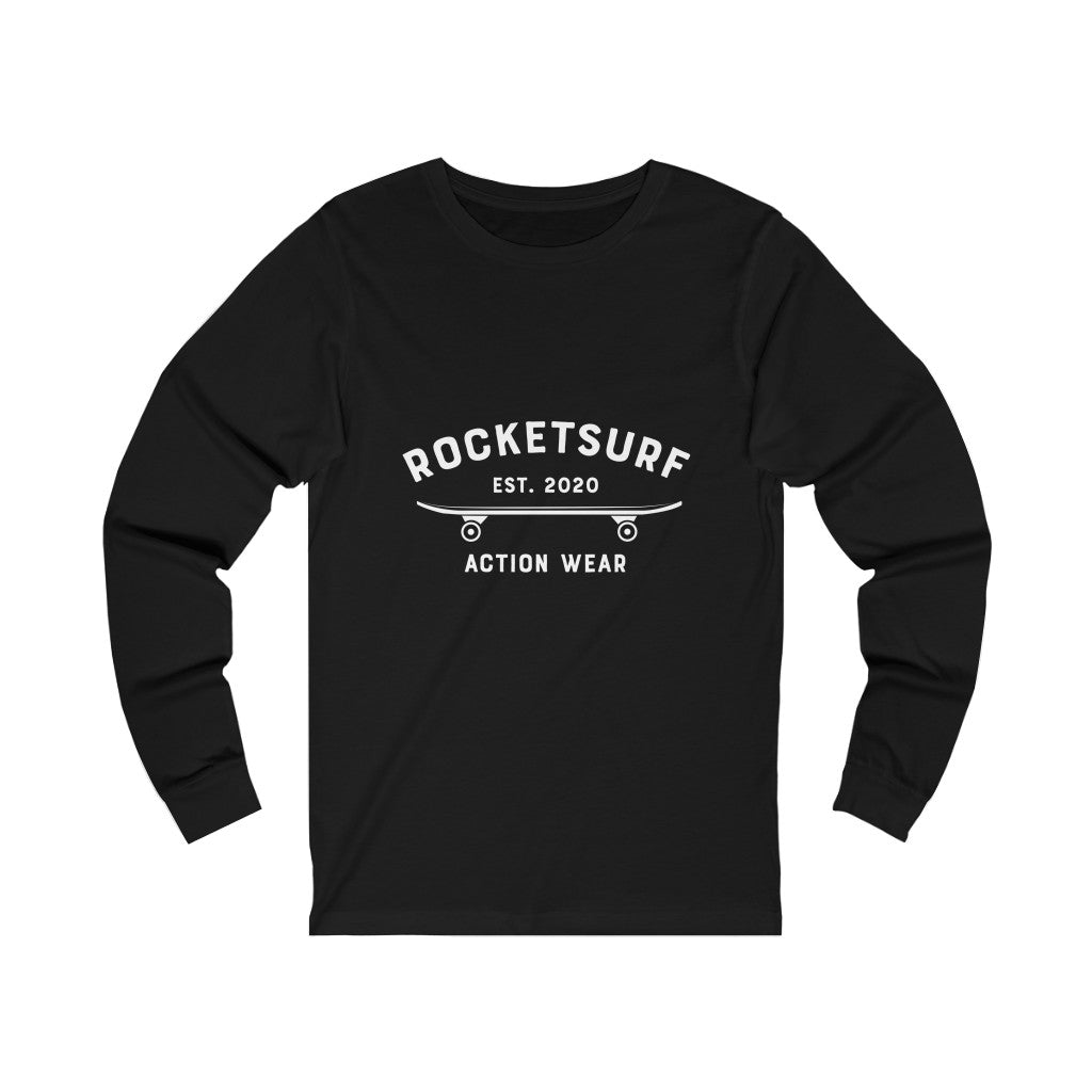 Unisex Jersey Long Sleeve Tee - RocketSurf Skate Club White Lettering