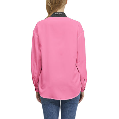 Long Sleeve Button Up Casual Shirt Top - Pink