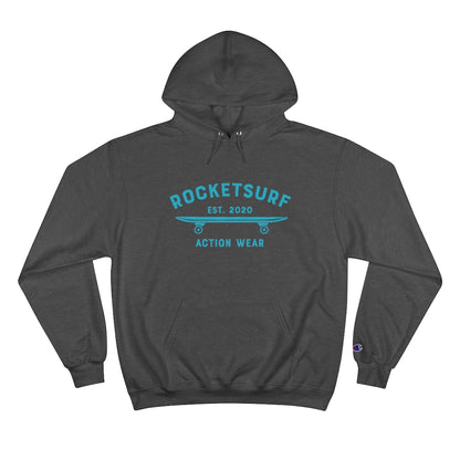 Champion Hoodie - RocketSurf Skate Club Light Blue Lettering