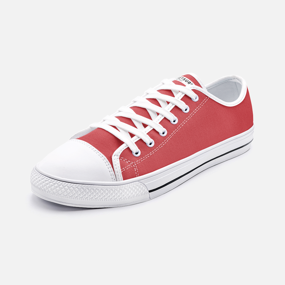 Unisex Low Top Canvas Shoes - Red Brick