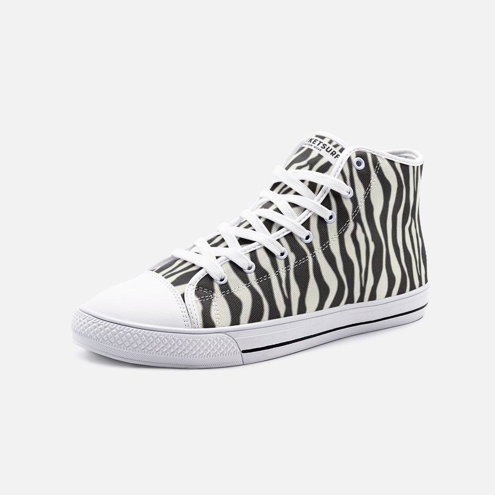 Unisex High Top Canvas Shoes - Zebra