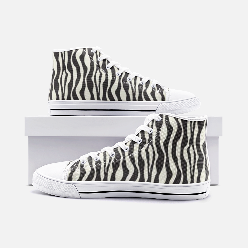 Unisex High Top Canvas Shoes - Zebra