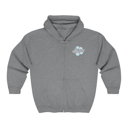 Unisex Zip Up Hoodie Blue Flower