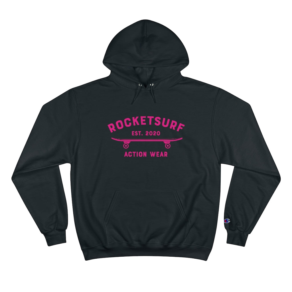 Champion Hoodie - RocketSurf Skate Club Magenta Lettering