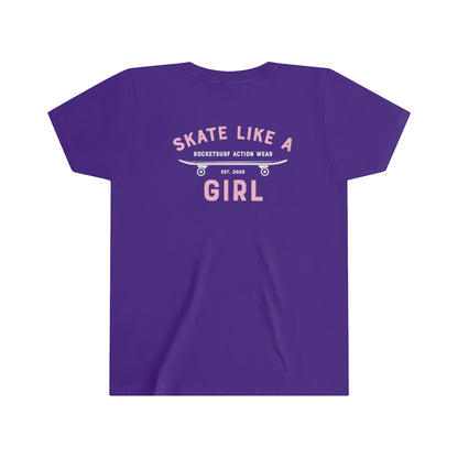 Skate Like A Girl Youth Short Sleeve White Lettering - Backside Print