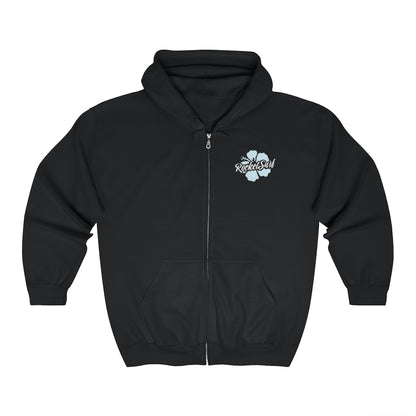 Unisex Zip Up Hoodie Blue Flower