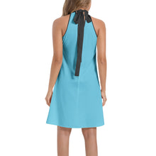 Carregar imagem no visualizador da galeria, Tie Back Halter Neck Flared Dress - Light Blue