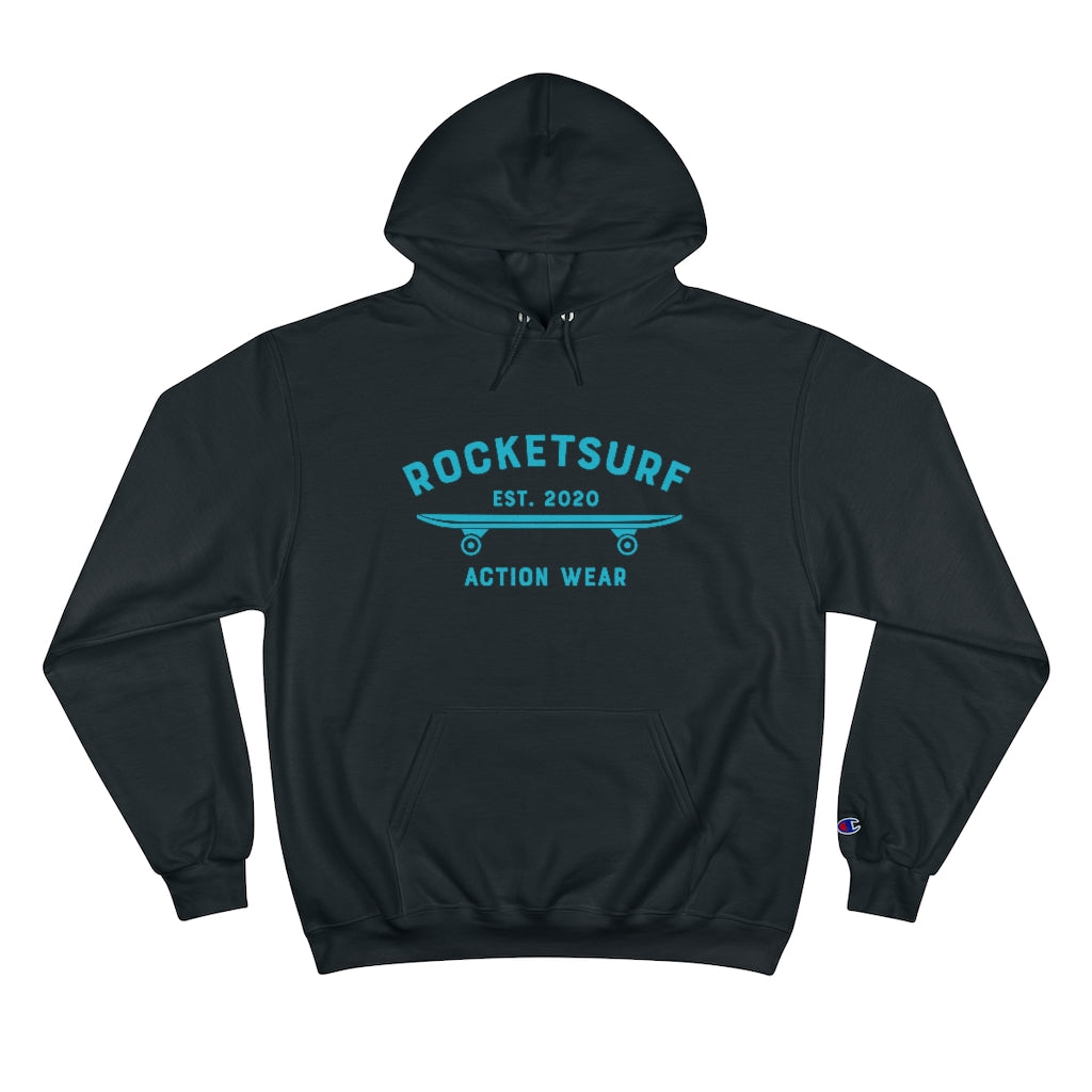 Champion Hoodie - RocketSurf Skate Club Light Blue Lettering