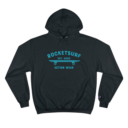 Champion Hoodie - RocketSurf Skate Club Light Blue Lettering