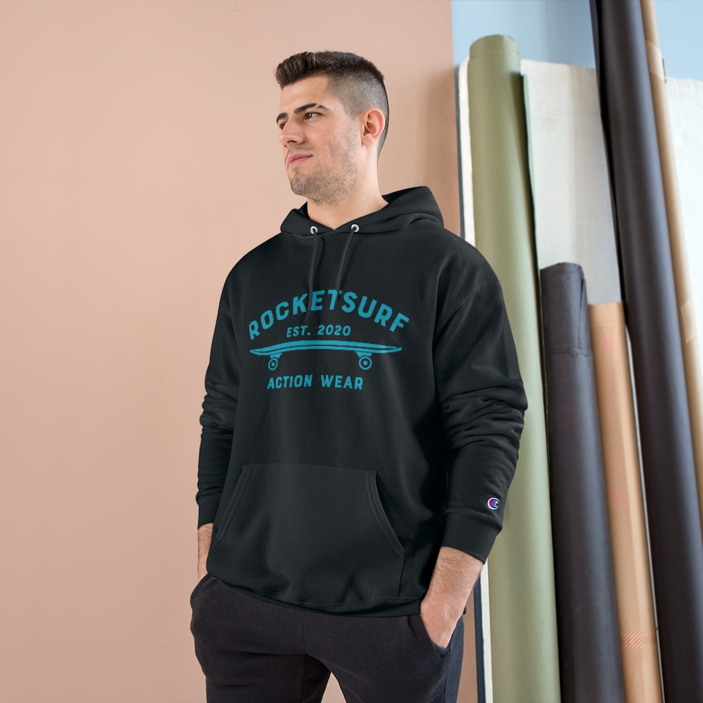 Champion Hoodie - RocketSurf Skate Club Light Blue Lettering