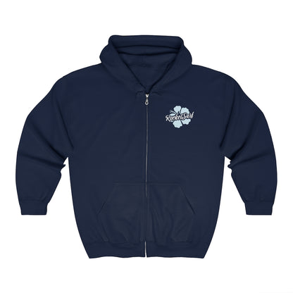 Unisex Zip Up Hoodie Blue Flower