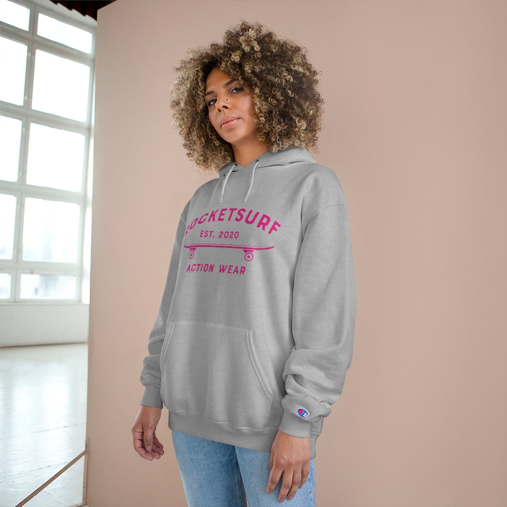 Champion Hoodie - RocketSurf Skate Club Magenta Lettering